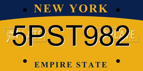 5PST982 New York License Plate
