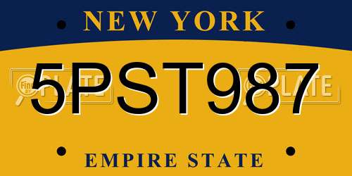 5PST987 New York License Plate