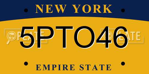 5PTO46 New York License Plate