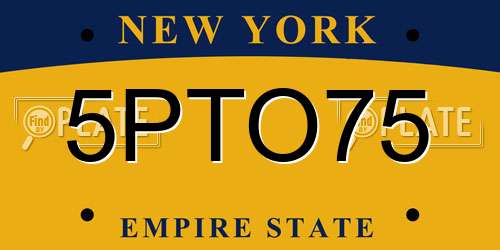 5PTO75 New York License Plate