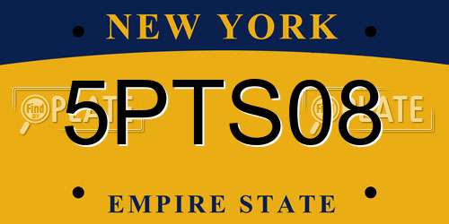 5PTS08 New York License Plate