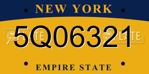 5Q06321 New York License Plate
