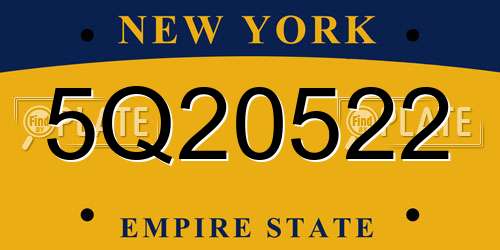 5Q20522 New York License Plate