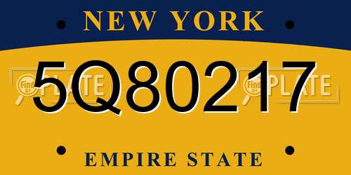 5Q80217 New York License Plate
