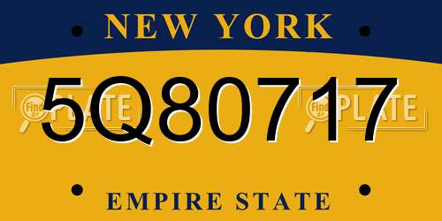 5Q80717 New York License Plate