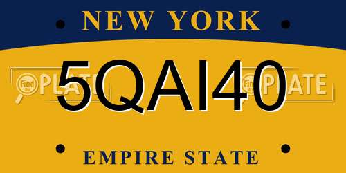 5QAI40 New York License Plate