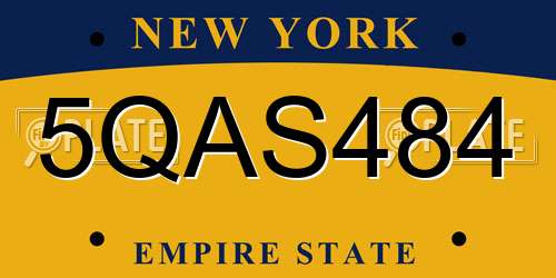 5QAS484 New York License Plate
