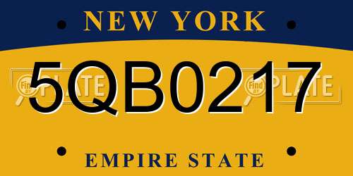 5QB0217 New York License Plate