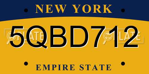 5QBD712 New York License Plate