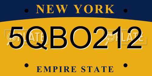 5QBO212 New York License Plate
