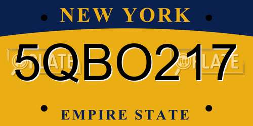 5QBO217 New York License Plate