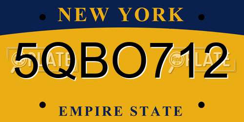 5QBO712 New York License Plate