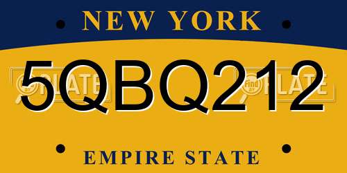 5QBQ212 New York License Plate