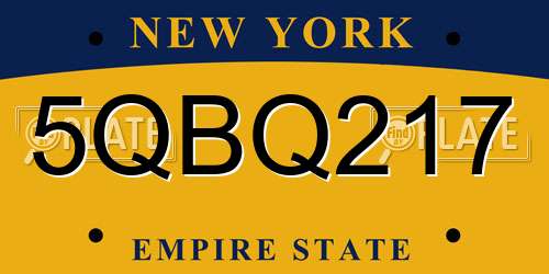 5QBQ217 New York License Plate