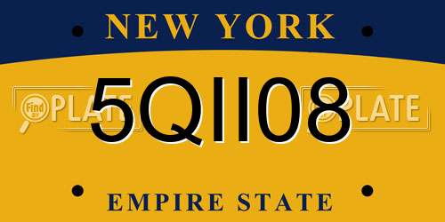 5QII08 New York License Plate