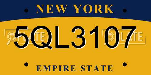 5QL3107 New York License Plate