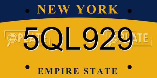 5QL929 New York License Plate