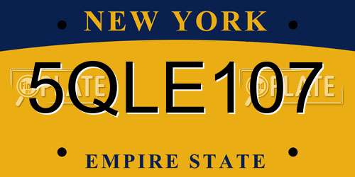5QLE107 New York License Plate