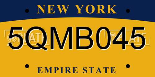 5QMB045 New York License Plate