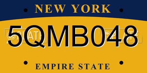 5QMB048 New York License Plate
