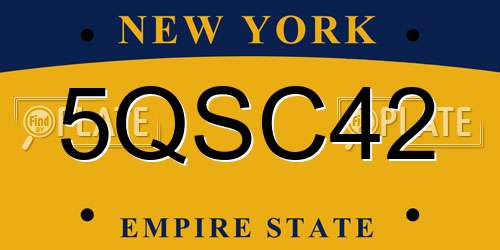 5QSC42 New York License Plate