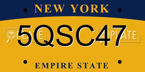 5QSC47 New York License Plate