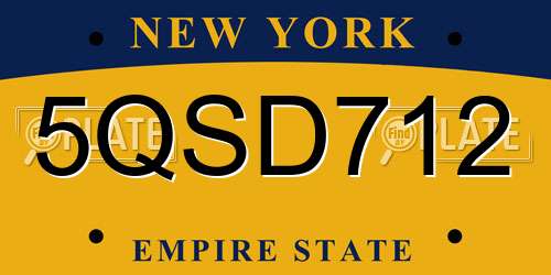 5QSD712 New York License Plate