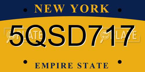 5QSD717 New York License Plate