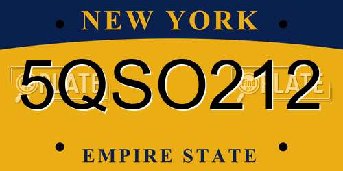 5QSO212 New York License Plate