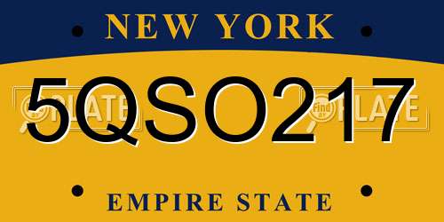 5QSO217 New York License Plate