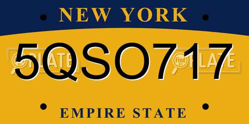 5QSO717 New York License Plate
