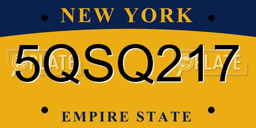 5QSQ217 New York License Plate