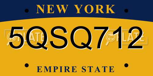 5QSQ712 New York License Plate