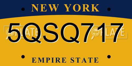 5QSQ717 New York License Plate