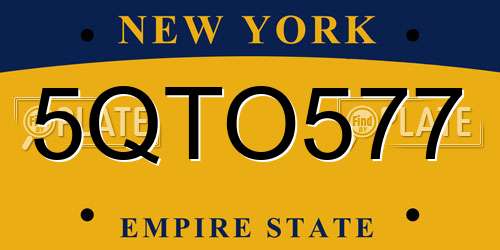 5QTO577 New York License Plate