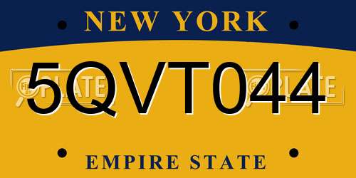 5QVT044 New York License Plate