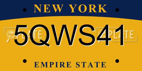 5QWS41 New York License Plate