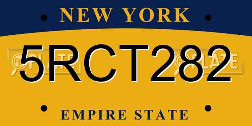 5RCT282 New York License Plate