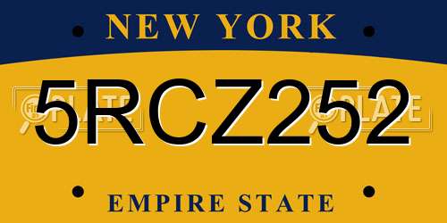 5RCZ252 New York License Plate
