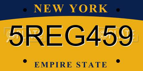 5REG459 New York License Plate