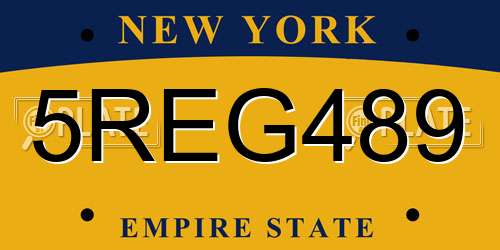5REG489 New York License Plate