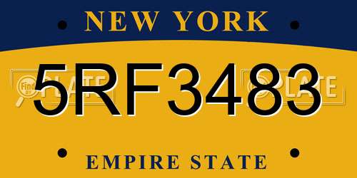 5RF3483 New York License Plate