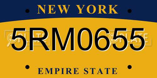 5RM0655 New York License Plate