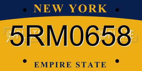 5RM0658 New York License Plate