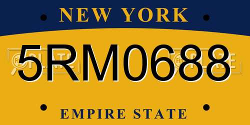 5RM0688 New York License Plate