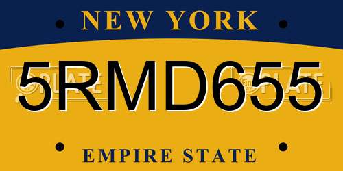 5RMD655 New York License Plate