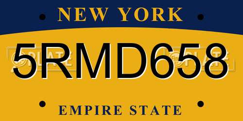5RMD658 New York License Plate