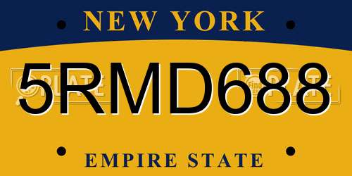 5RMD688 New York License Plate