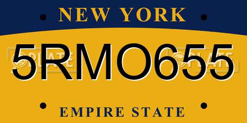 5RMO655 New York License Plate