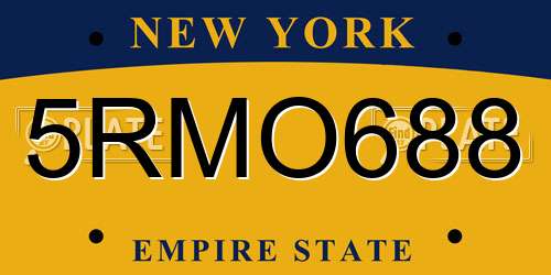 5RMO688 New York License Plate